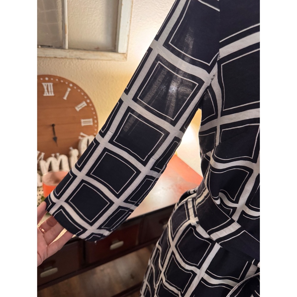 Laundry by Shelli Segal Dress Size 6 Navy White Geometric Belted Shirt Dress - Picture 7 of 10